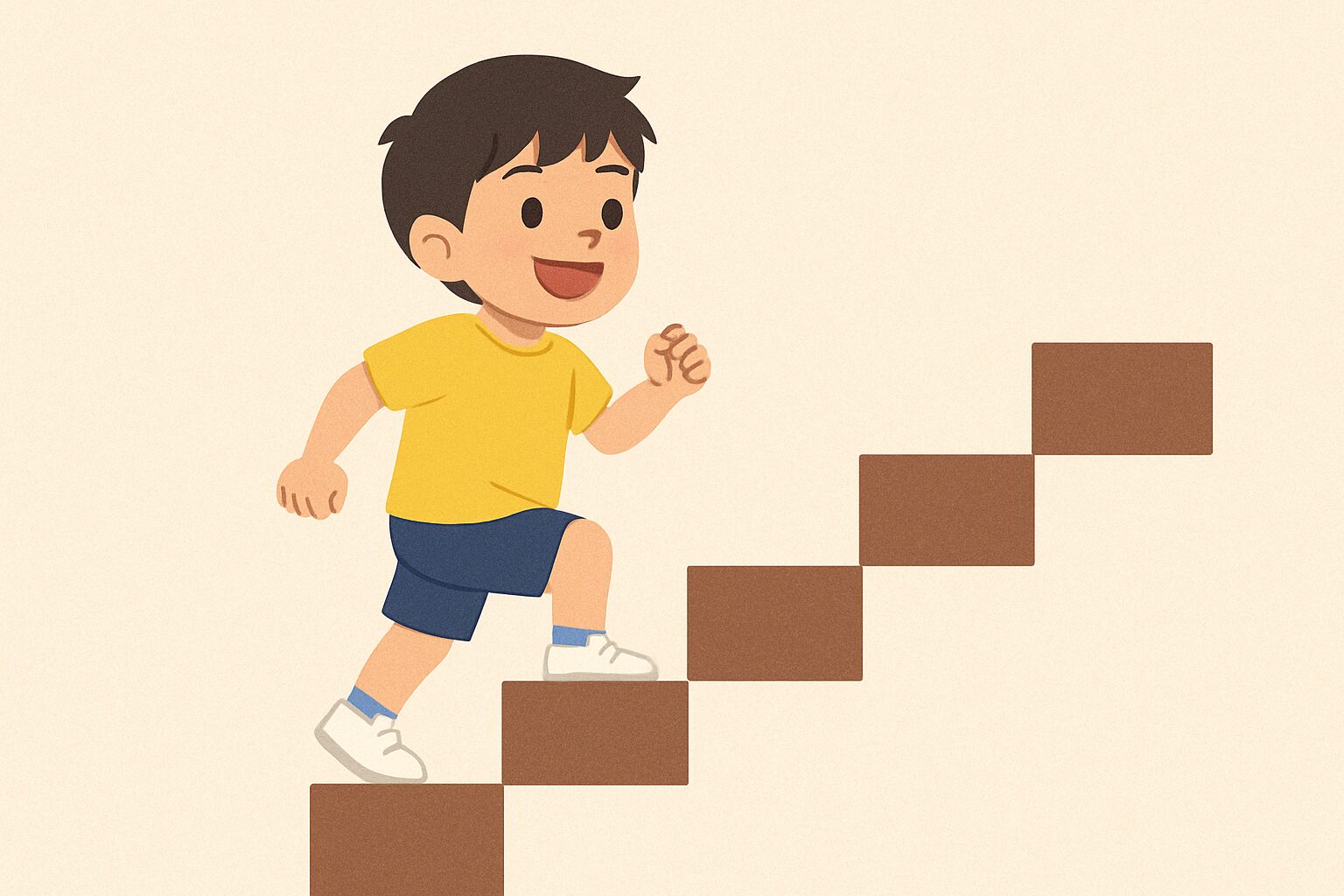 階段を上る子どもで着実にステップアップする子供を表現した画像