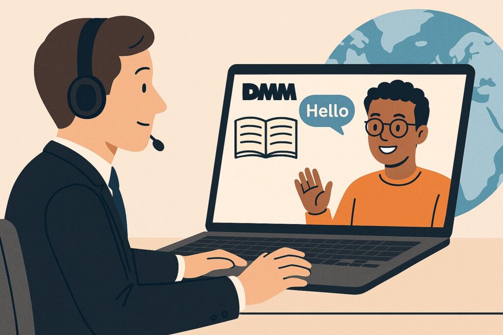 DMM英会話でレッスンを受講しているビジネスマン