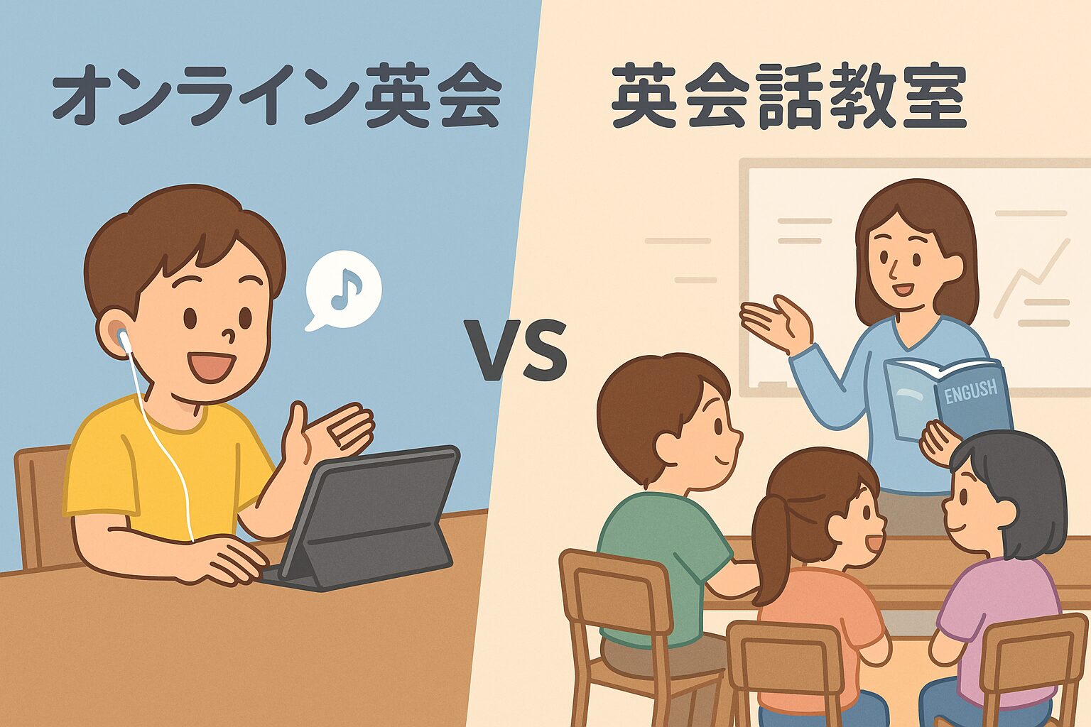 オンライン英会話と英会話教室の比較