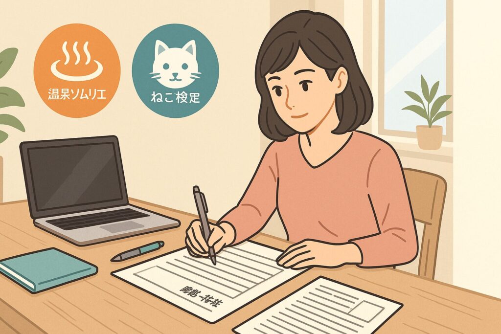 履歴書を書く女性